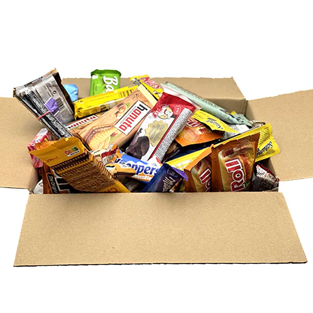 Snack-Proben, Snackpaket, Kartonbox, Snack-Mix, Einwegverpackung