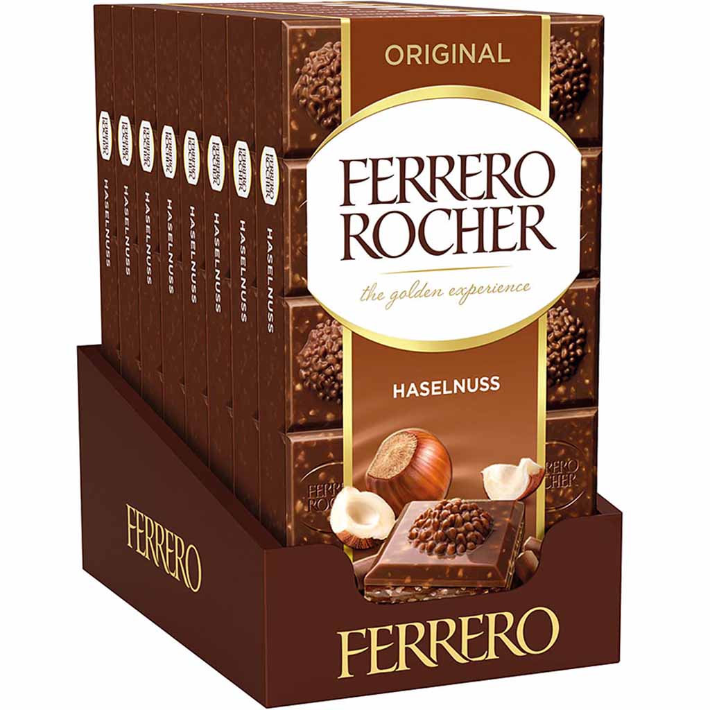 Ferrero Rocher Tafelschokolade Original Haselnuss 8x90g=720g MHD 16.01.27