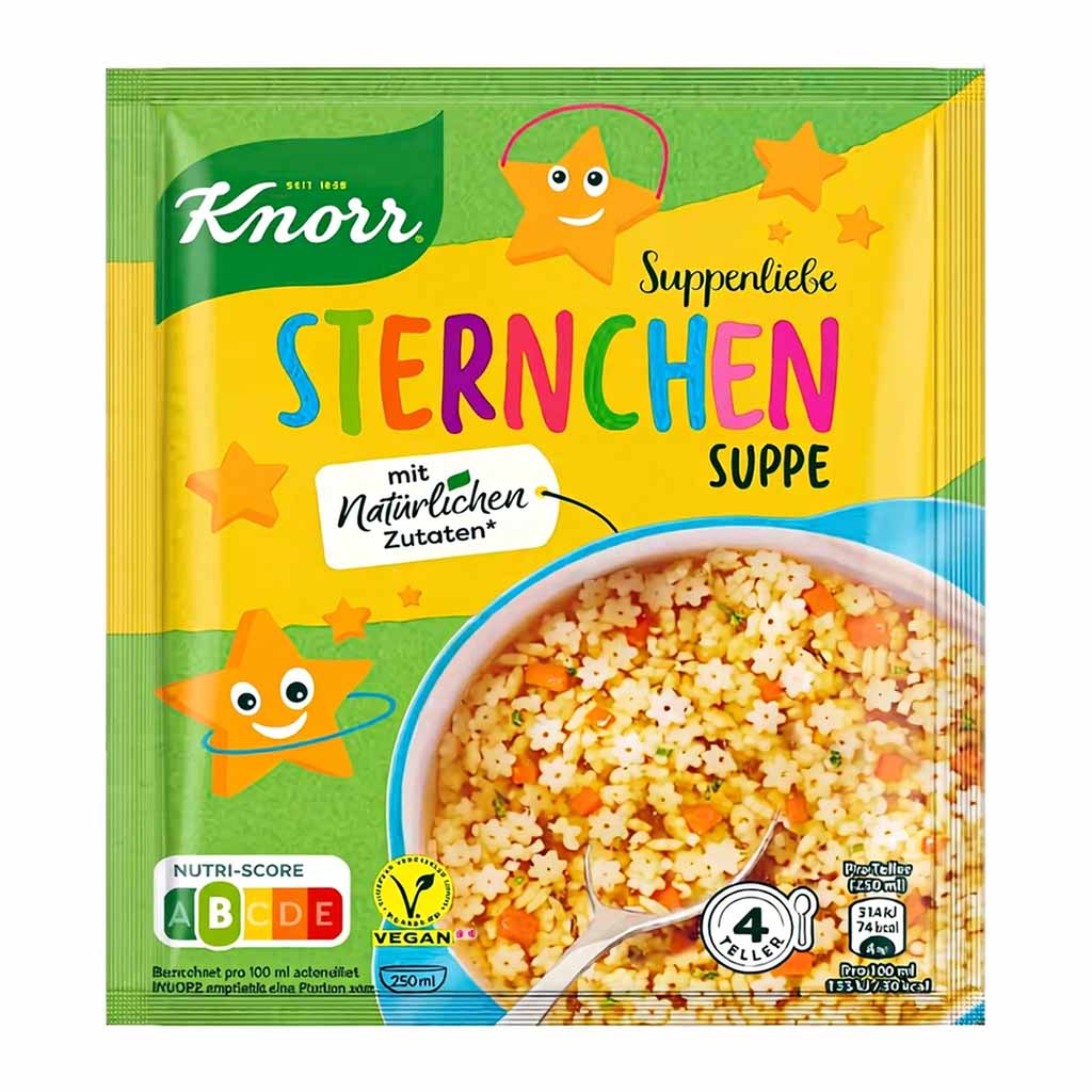 Sternchensuppe, Instant-Suppe, Nudelsuppe, vegane Suppe, Sternchennudeln