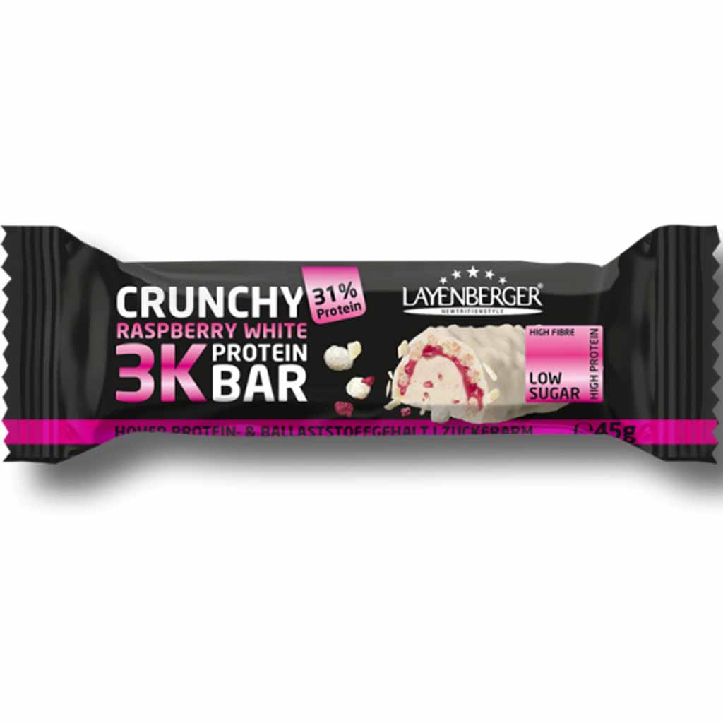 15x Layenberger 3K Protein Riegel Crunchy Raspberry White á 45g=675g
