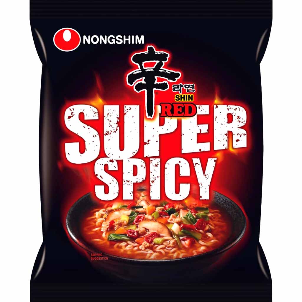 Instantnudeln, rote Paprika, scharf, Schale, Koreanischer Stil