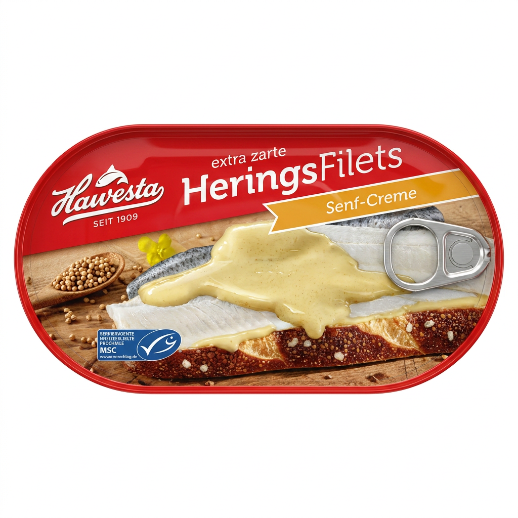 Hering, Senf-Sauce, Fisch, Dosenverpackung, Havesta