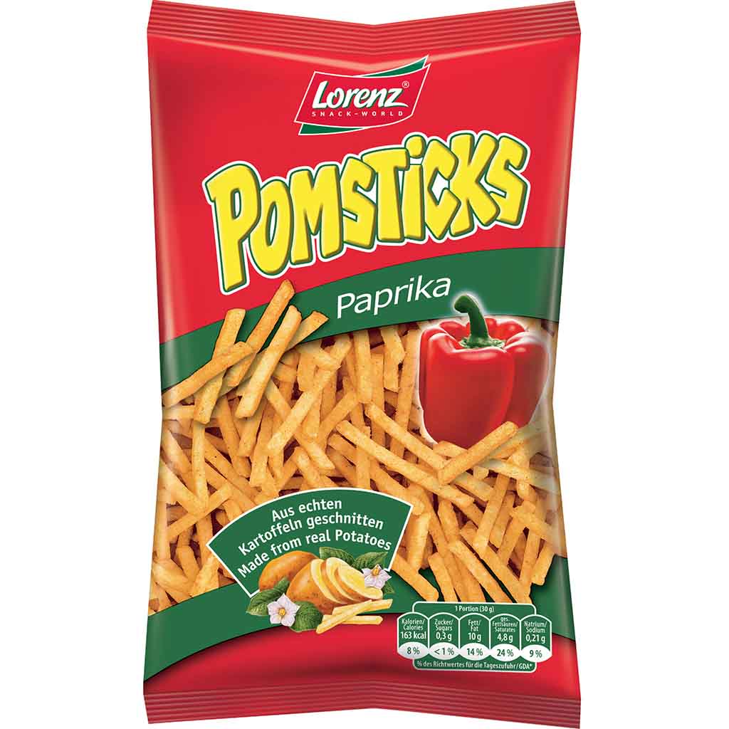 12x Lorenz Pomsticks Paprika á 100g=1200g MHD 25.09.26