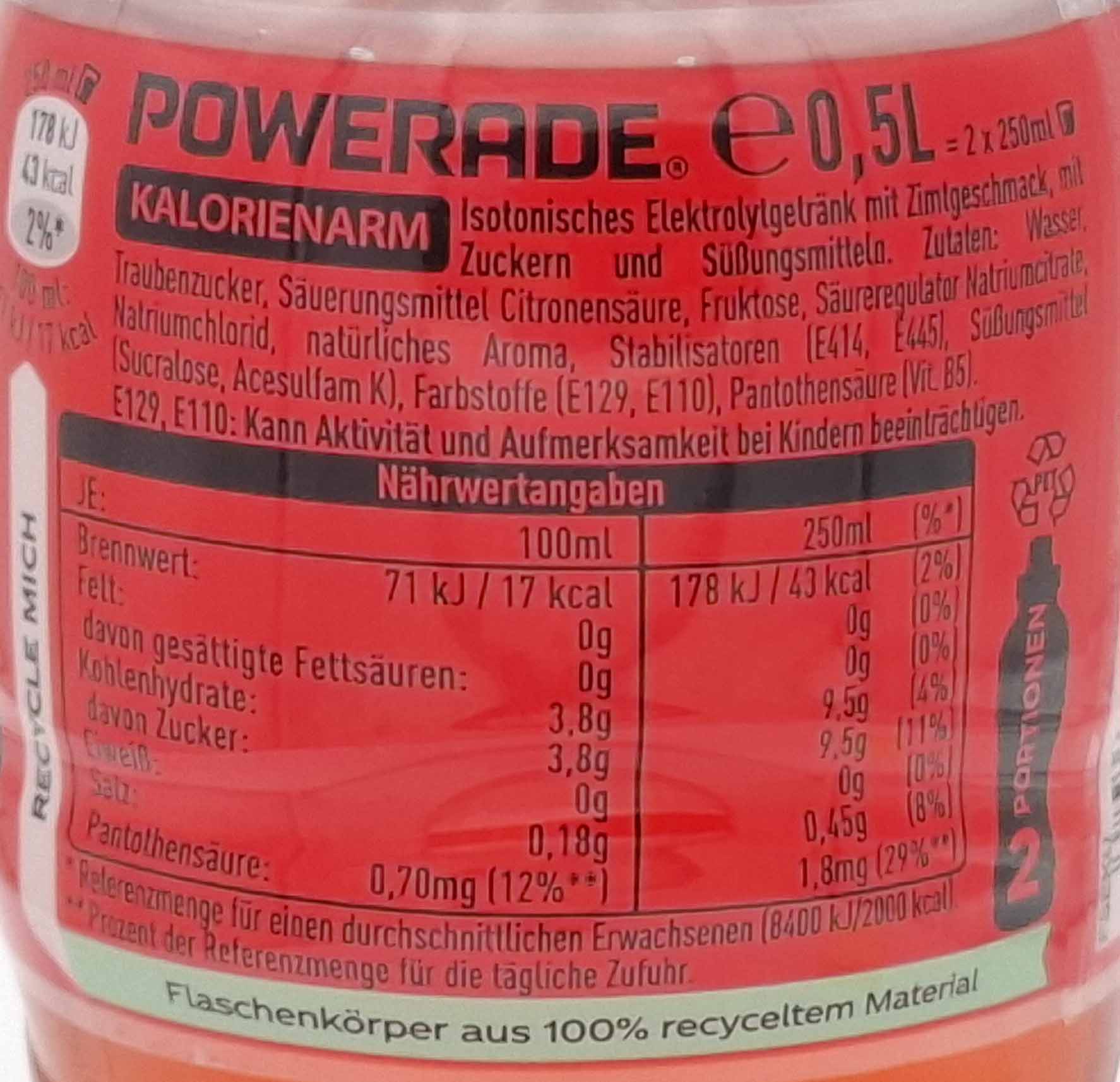Elektrogetränk, Kalorienarm, Flasche, Zitronengeschmack, Recyceltes Material