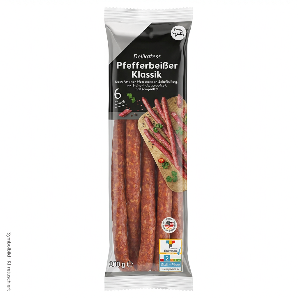 Pfefferbeißer, Rohwurst, Wurststicks, Klassisch, 6 Stück