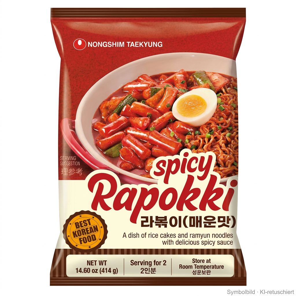ramyun, scharf, rapokki, instantnudeln, ei