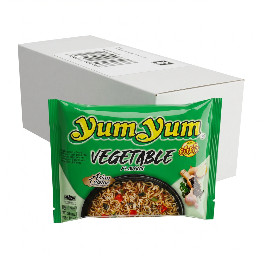 Nudelgericht, Vegetarisch, Instantnudeln, Asia-Nudel, Verpackung grün