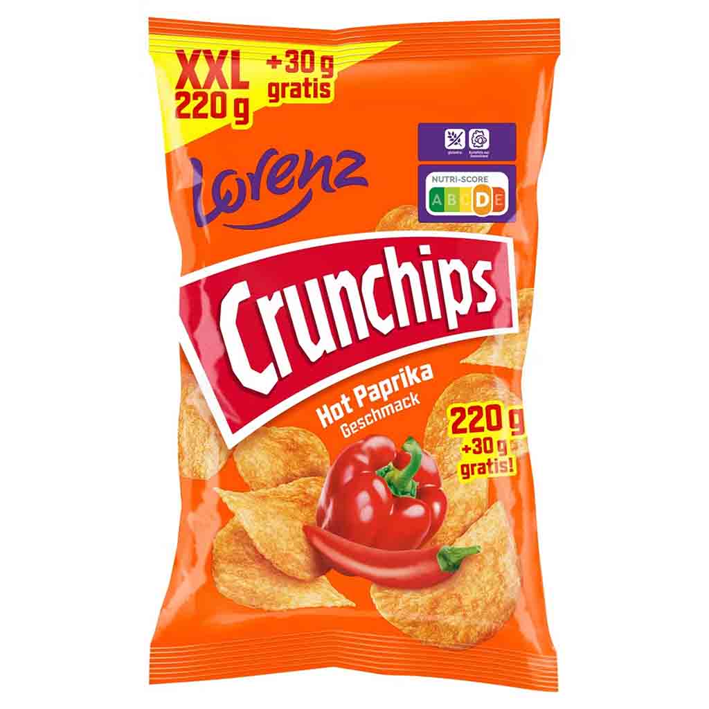 Chips, Snack, Hot Paprika, Kartoffelchips, Crunchips