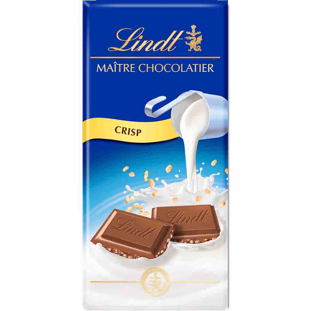 Lindt Tafelschokolade Vollmilchschokolade mit Crisp 100g MHD 30.01.27
