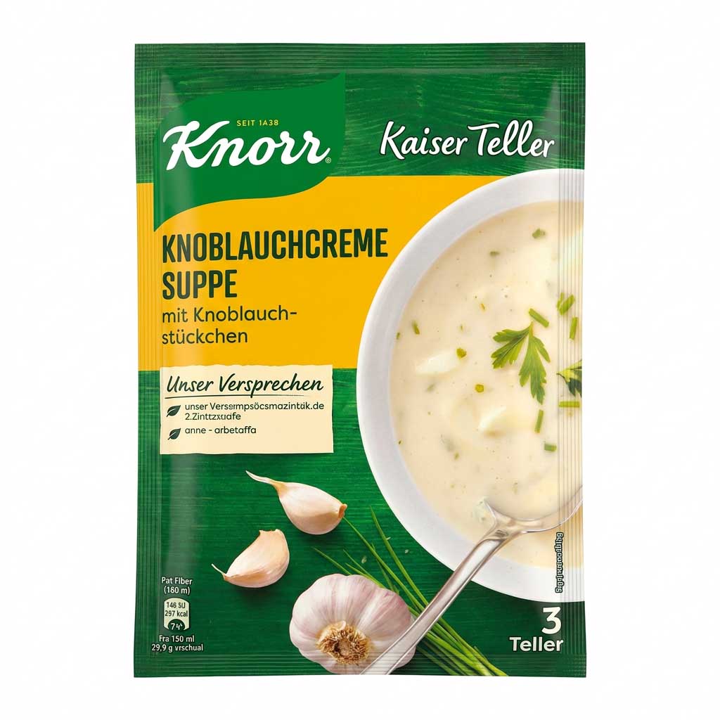 Knoblauchcreme, Suppe, Knoblauch, Beutel, Kaiser Teller