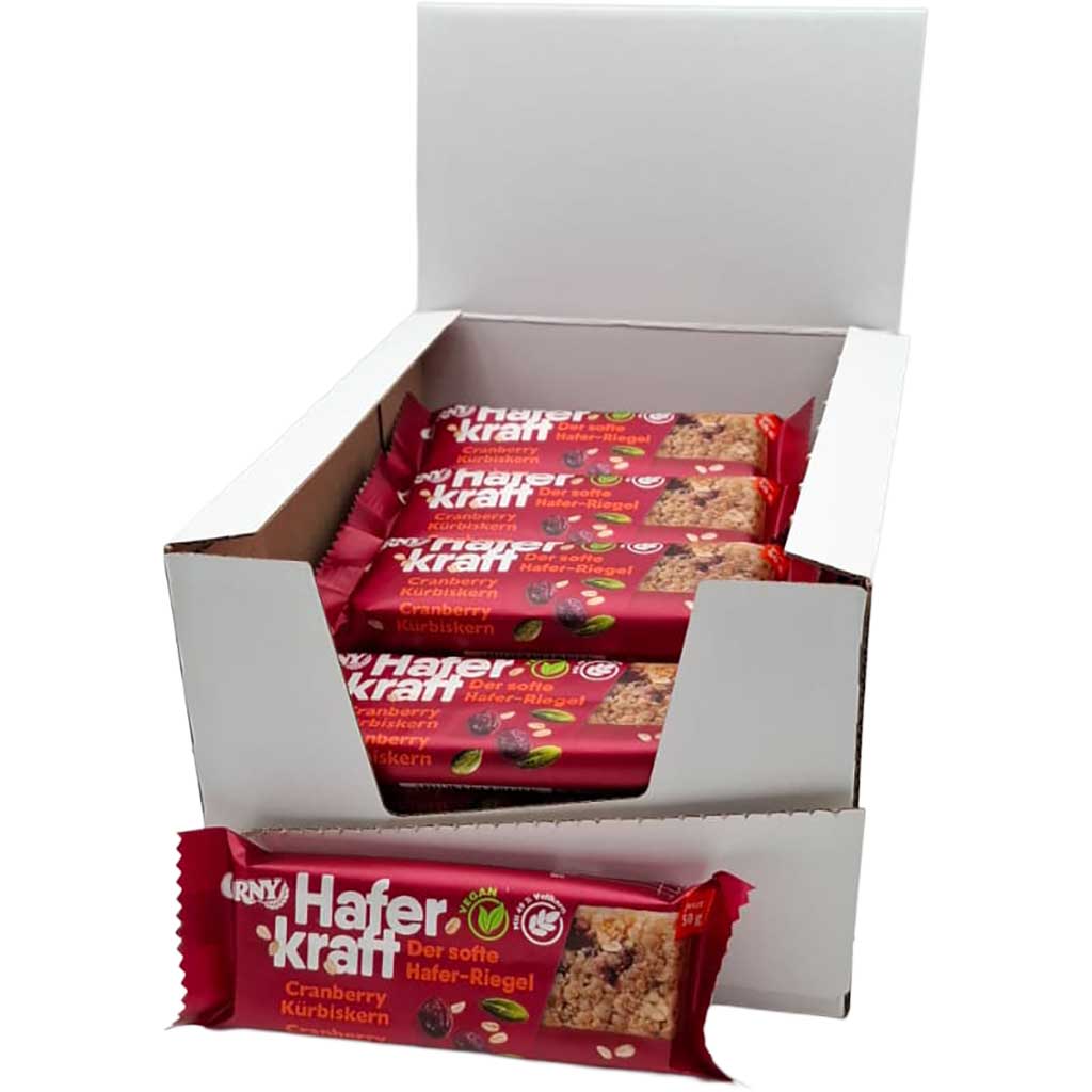 Haferkraft, Hafer-Riegel, Cranberry, Kürbiskern, Granola-Riegel