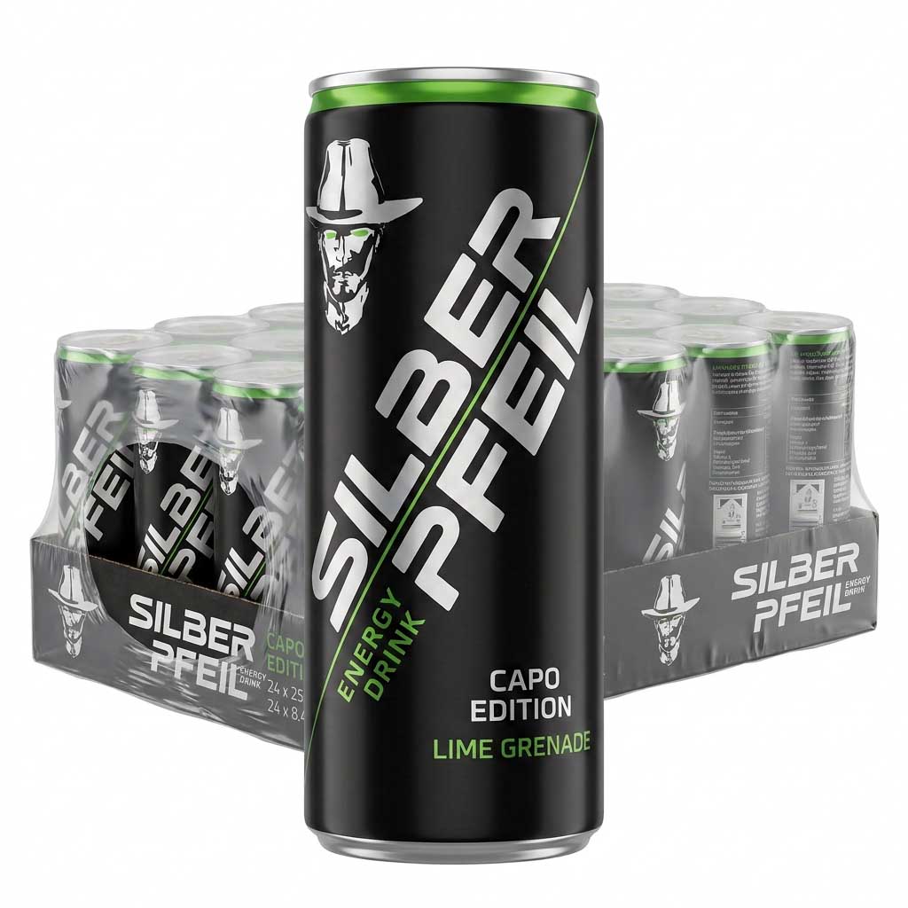 Energydrink, Limette, Dose, Capo-Edition, Silber Pfeil