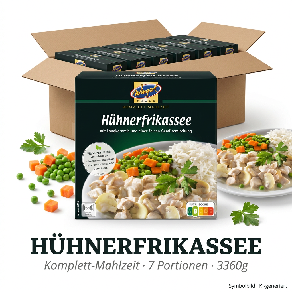 Hähnchenfrikassee, Gefrorene Mahlzeit, 7 Portionen, 3360g, Gemüsebeilage