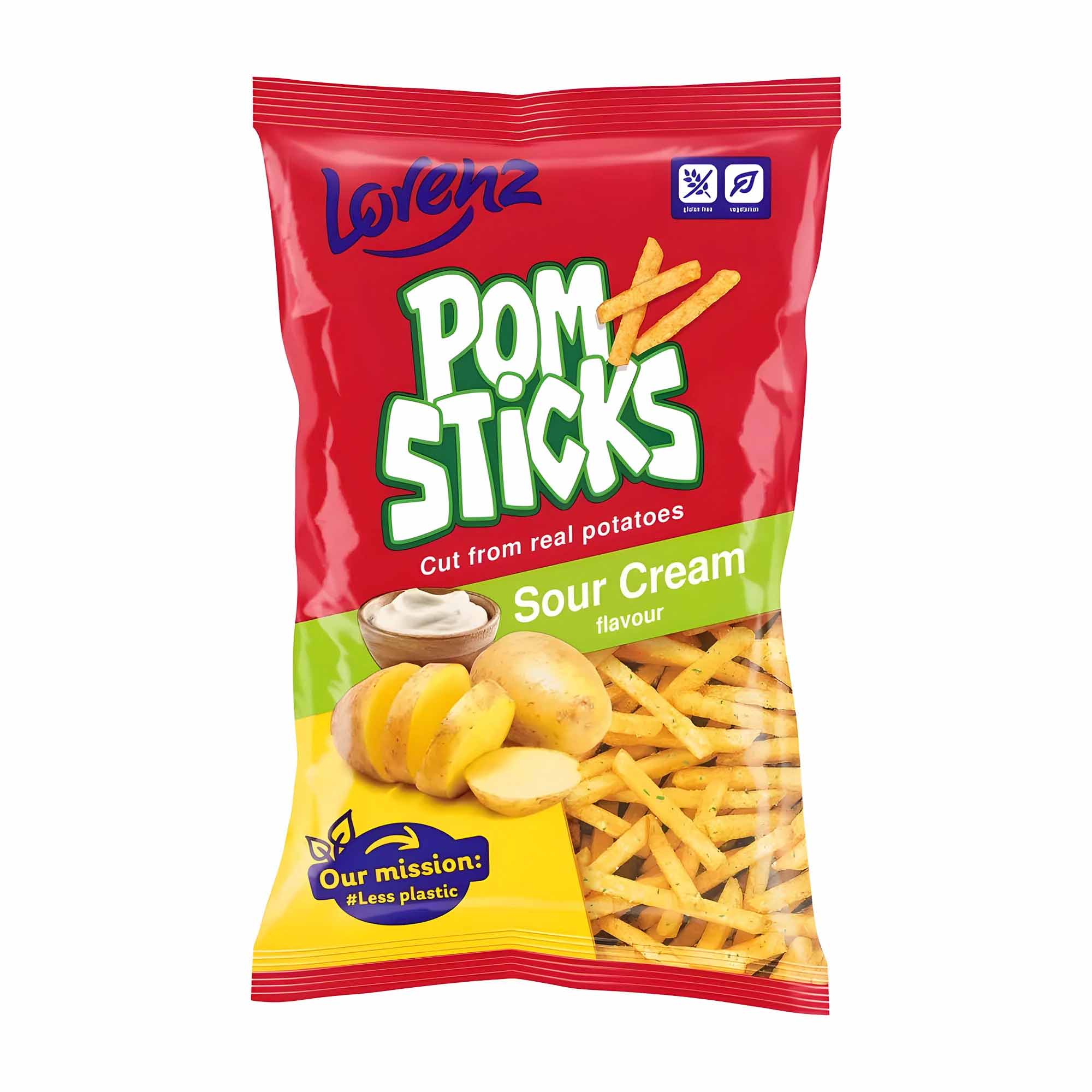 Pom Sticks, Sour Cream, Kartoffel Snack, Pommes, Snackbeutel