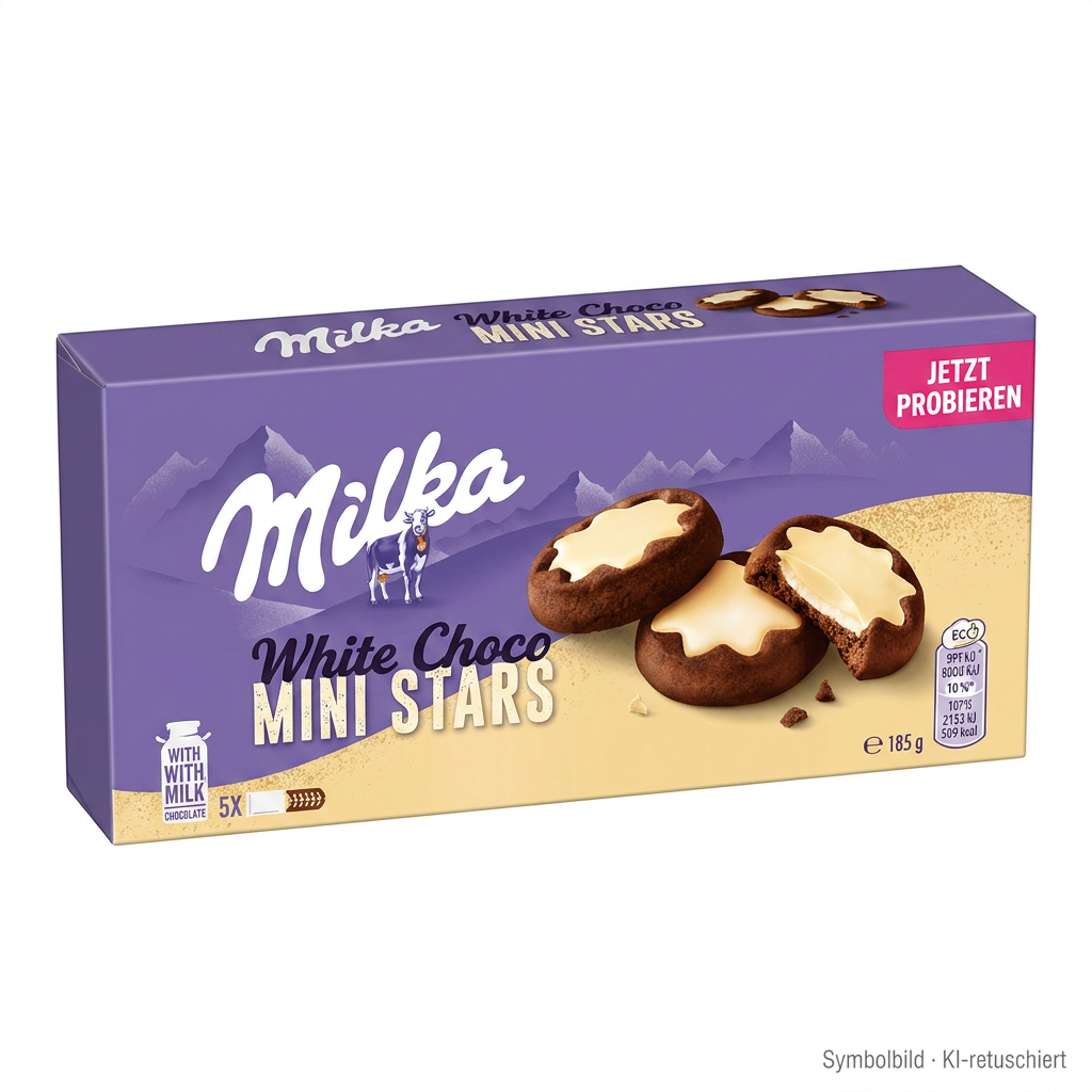 Milka, Weiße Schokolade, Mini Stars, Schokolade, Kekse