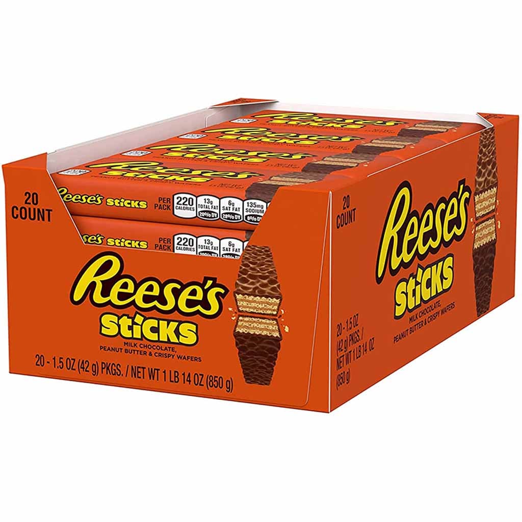 20x Reeses Sticks Doppel-Waffelriegel á 42g=840g MHD 27.01.27