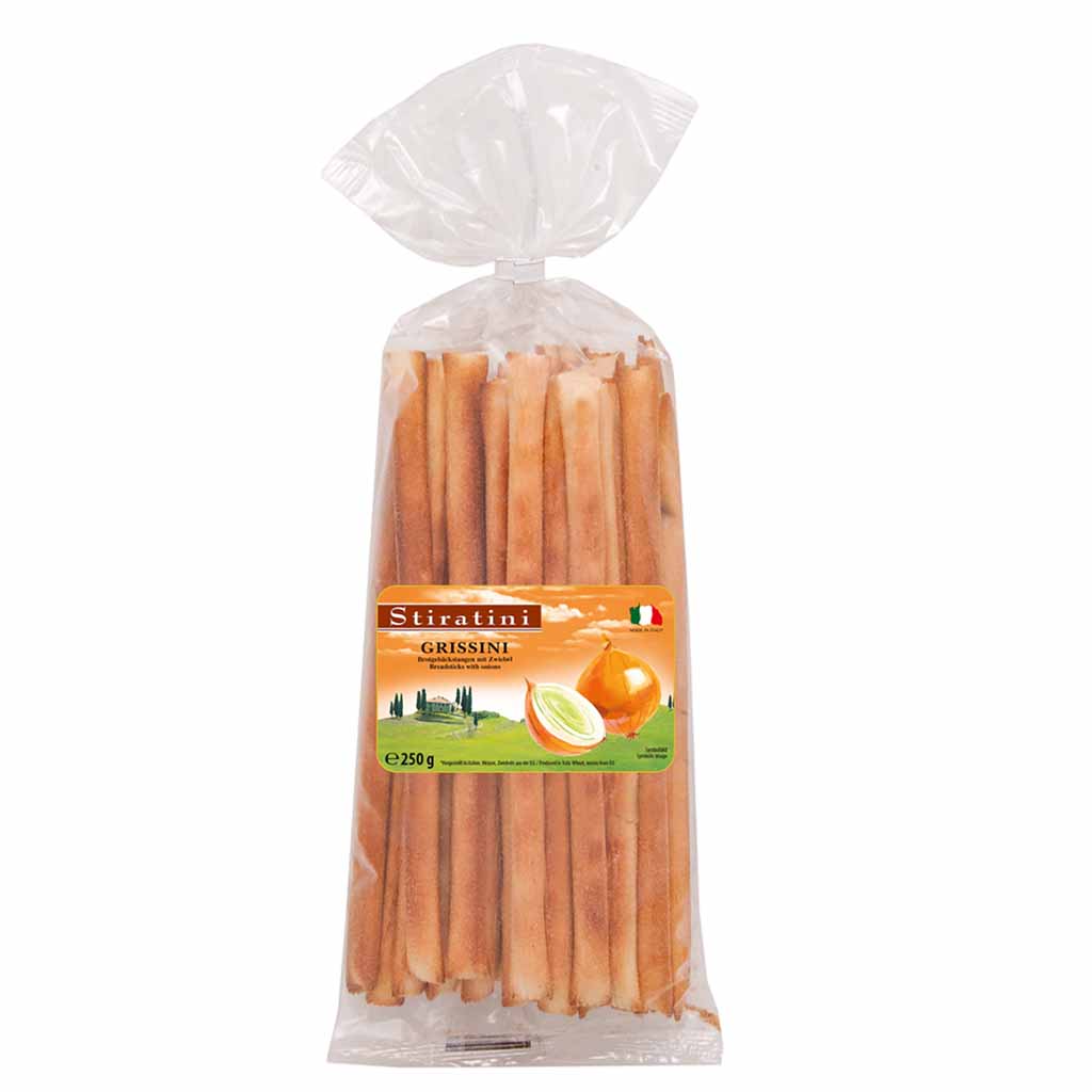 Stiratini Grissini Brotgebäckstangen mit Zwiebel 250g MHD 04.07.27