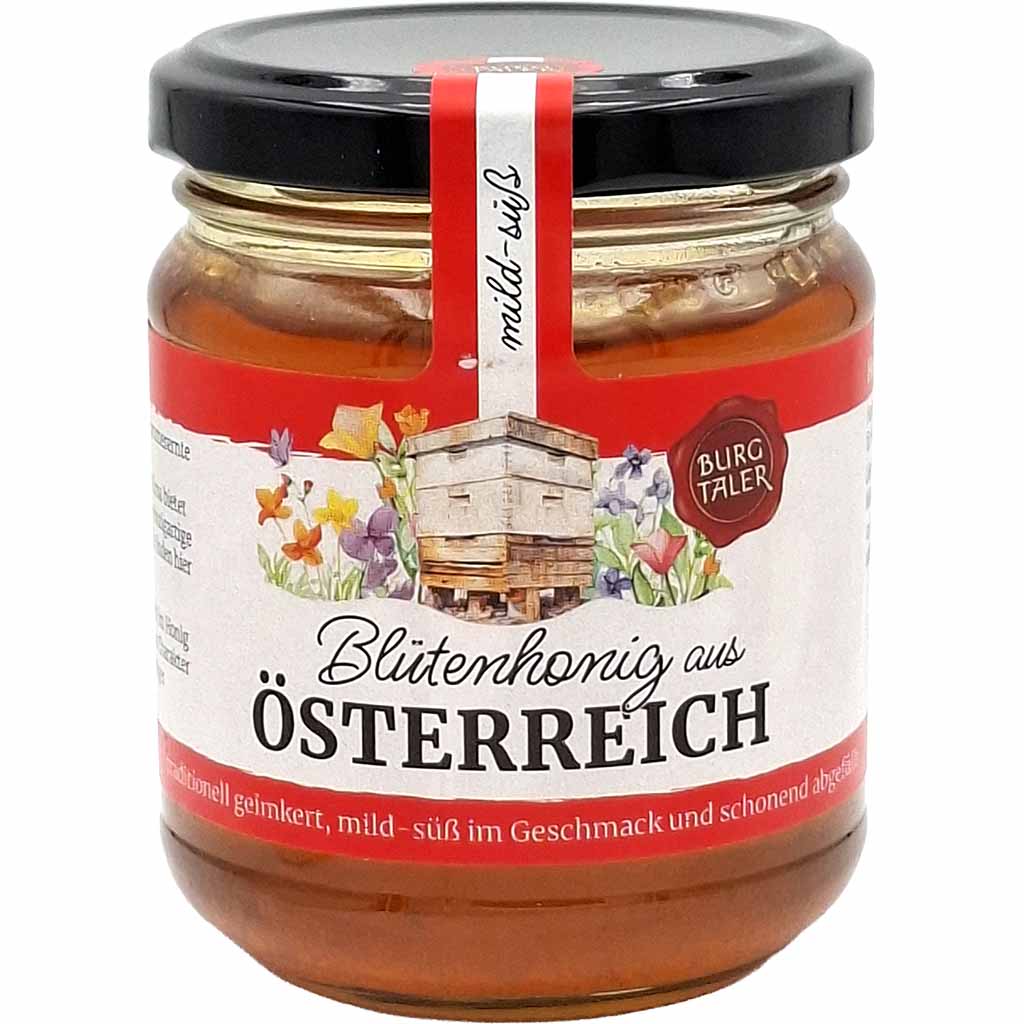 Honig, Blütenhonig, Österreich, Glasbehälter, Mild-aromatischer Honig