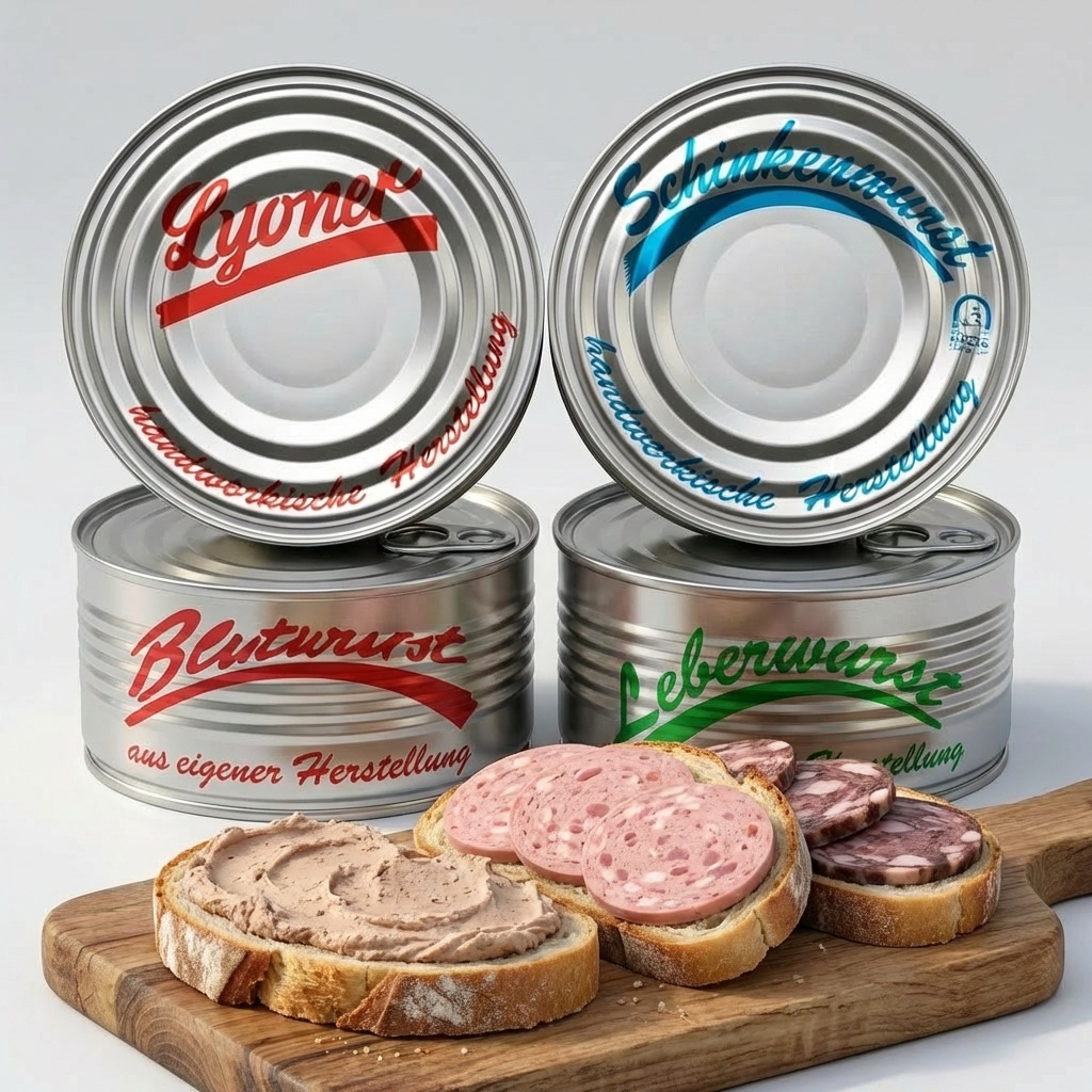 Wurstkonserven, Dosen, Gespickte Wurst, Leberwurst, Brotaufstrich