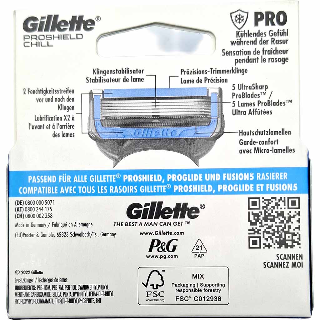 Rasierklingen, Rasierkassette, ProShield, Gillett, Kühlung