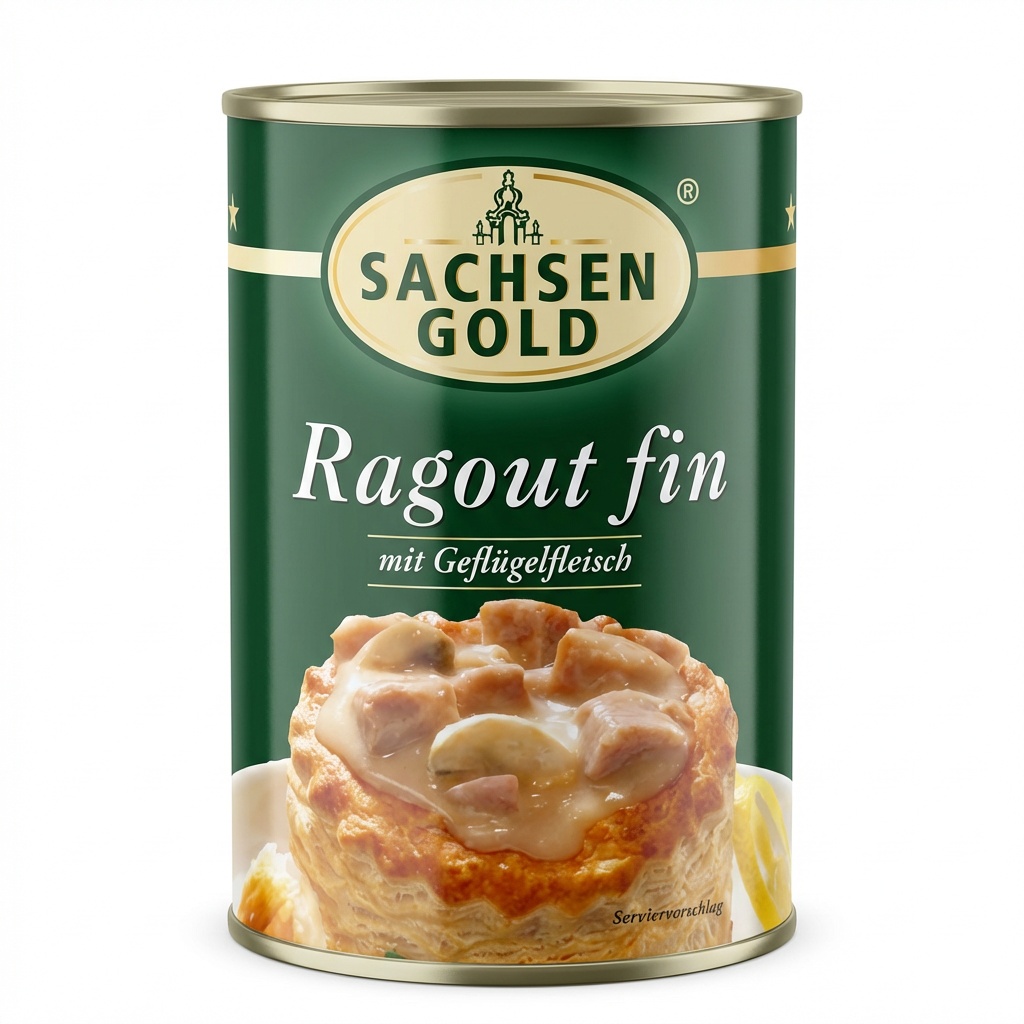Ragout fin, Geflügelfleisch, Konserve, Pastete, Grün