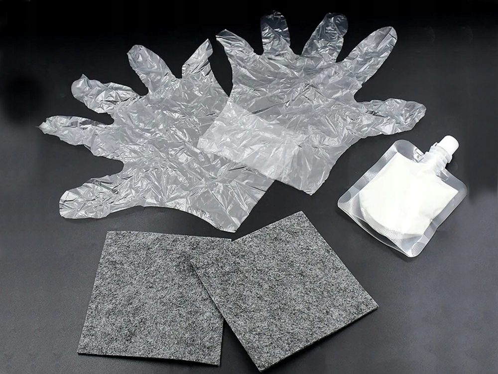 Einweg-Handschuhe, Glatte Schmutzschutz, Schmierfilm-Entferner, Feuchttücher-Set, Schmirgel-Pads, Einweg-Handschuhe, Gleitfolie, Schaumstoff taschen, Feinstaubfilter, Reinigungspads
