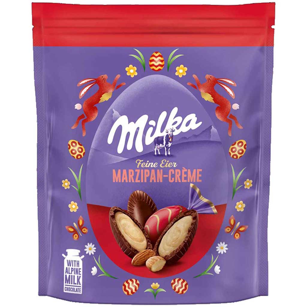 Schokolade, Marzipan, Eierform, Nussfüllung, Milka