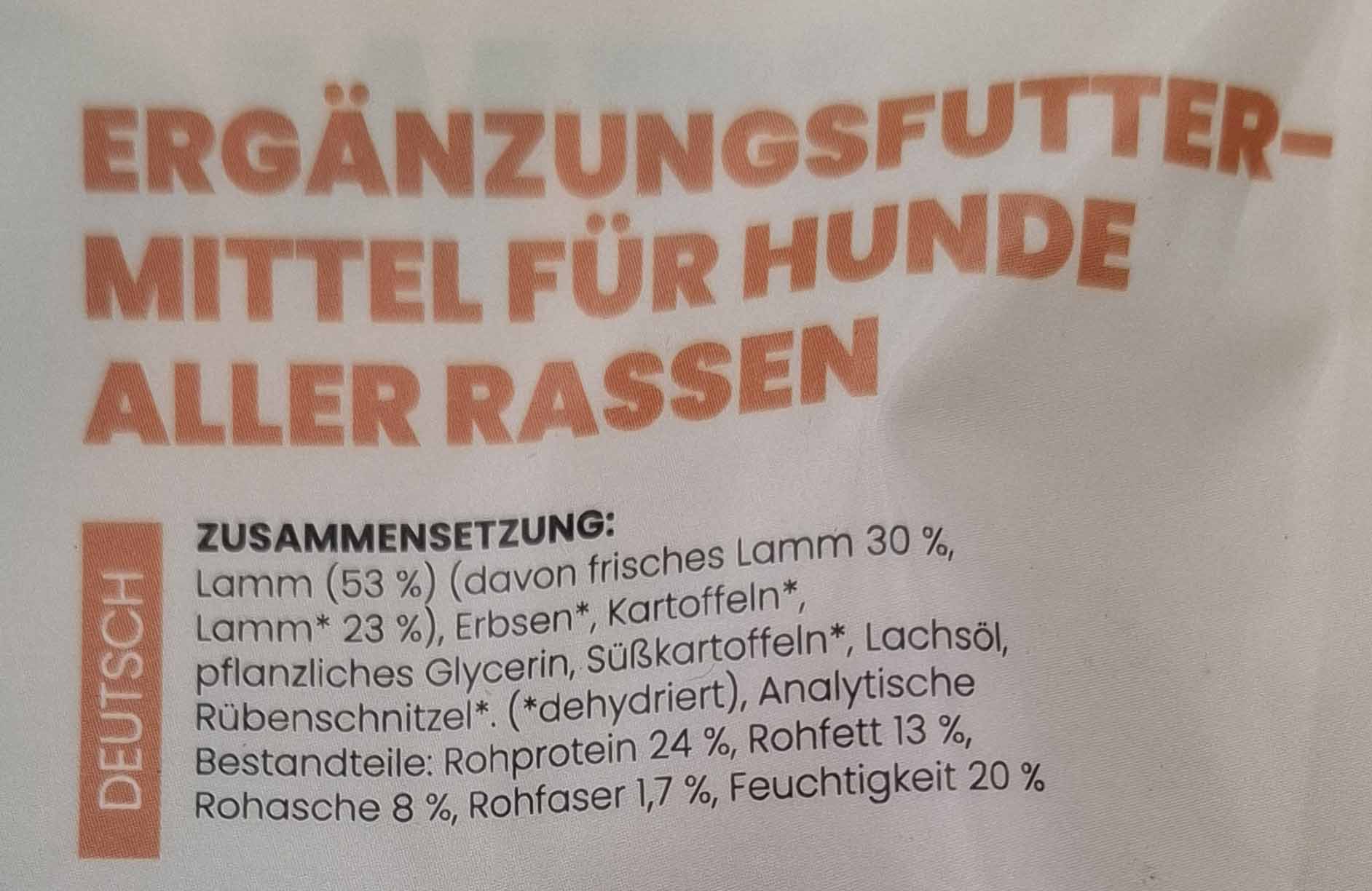 Ergänzungsfutter, Hunde, Lamm, Kartoffeln, Rohprotein