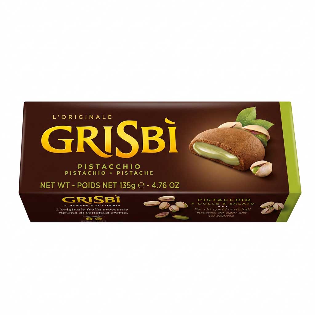 Schokoriegel, Pistazie, Grisbì, Nussfüllung, Kakaofläche