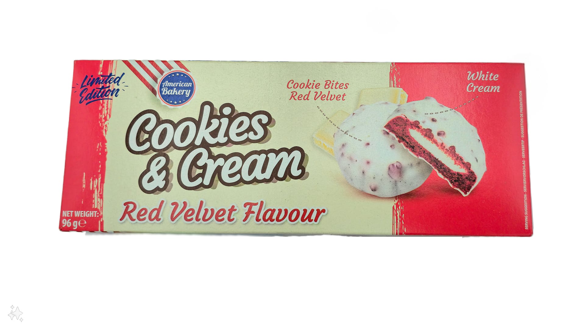 American Bakery Cookies & Cream Red Velvet Flavor 96g MHD 07.05.27