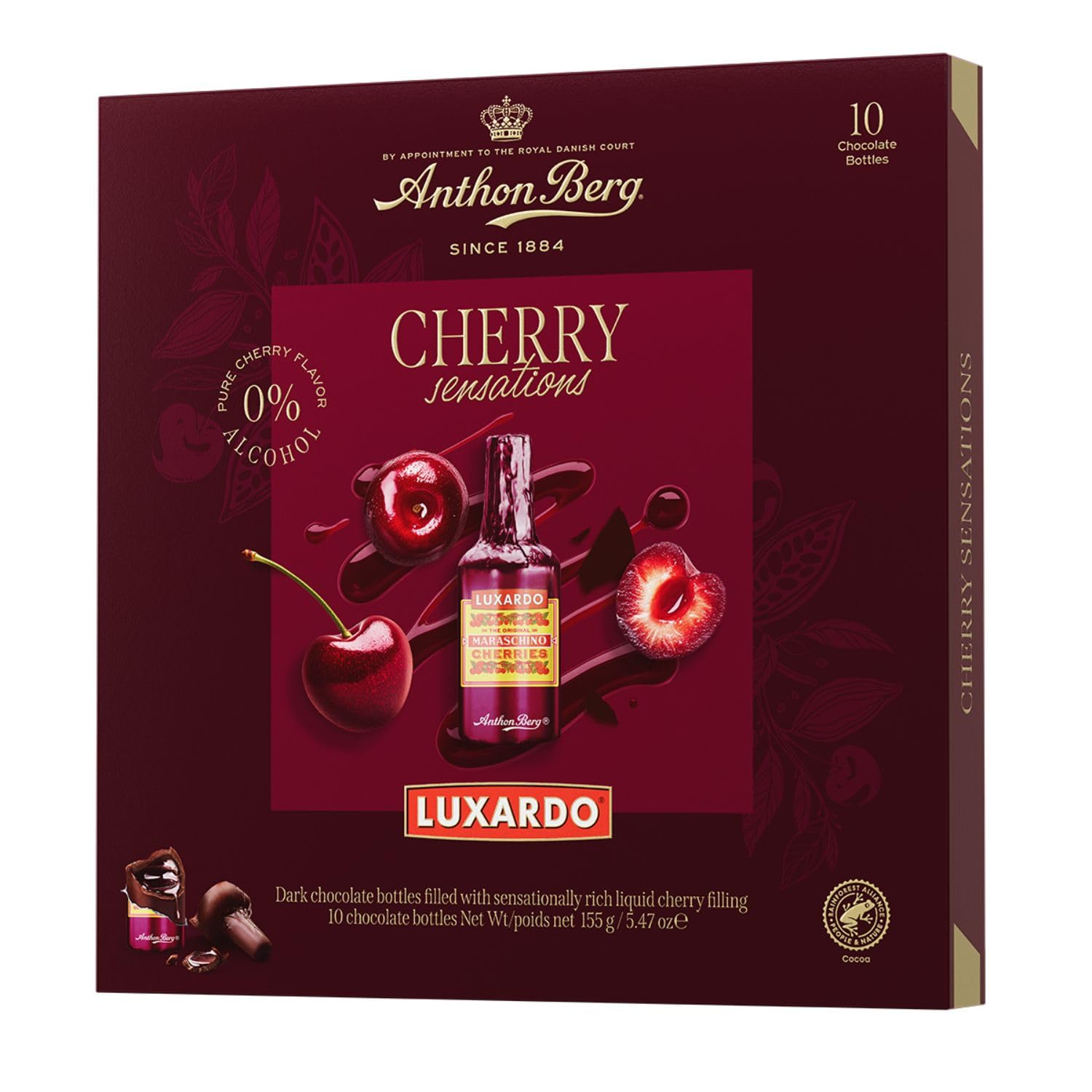 Schokolade, Dunkle Schokolade, Kirschfüllung, Luxardo, 10 Flaschen