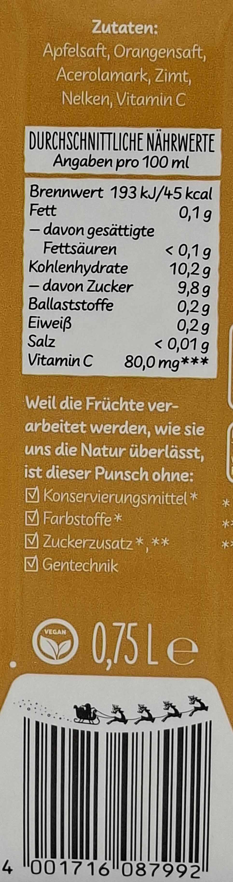 Apfelsaft, Orangensaft, AcéroraMark, Zimt, Vitamin C