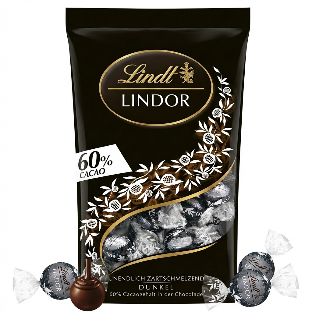 Schokoladenbonbon, Lindor, 60% Kakao, Dunkle Schokolade, Pralinens