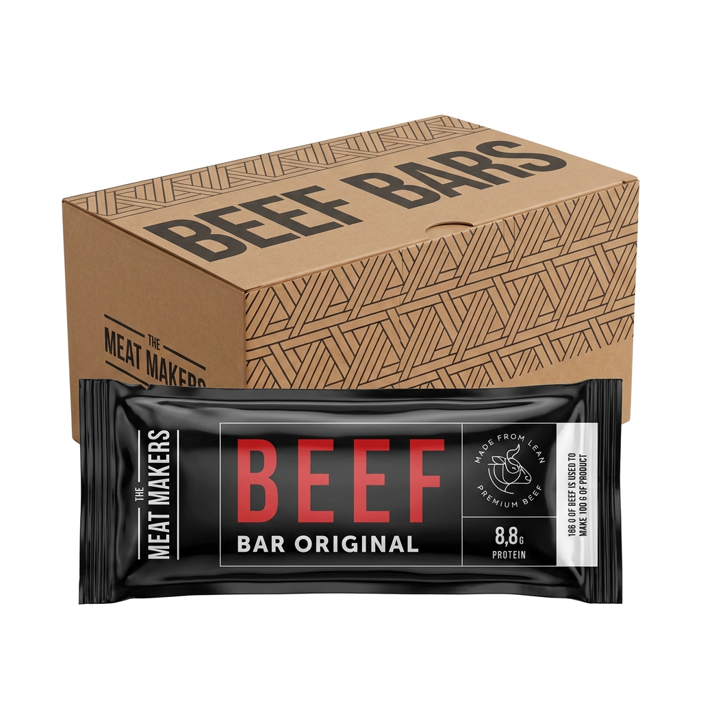 Beef Bar, Protein-Riegel, Beef Alternative, Original Geschmack, Verpackung aus Karton