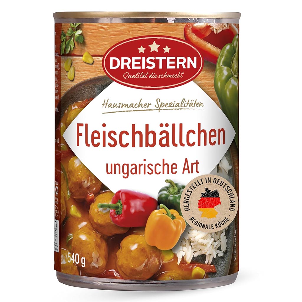 Fleischbällchen, ungarische Art, Dreistern, 540 g, Gemüse