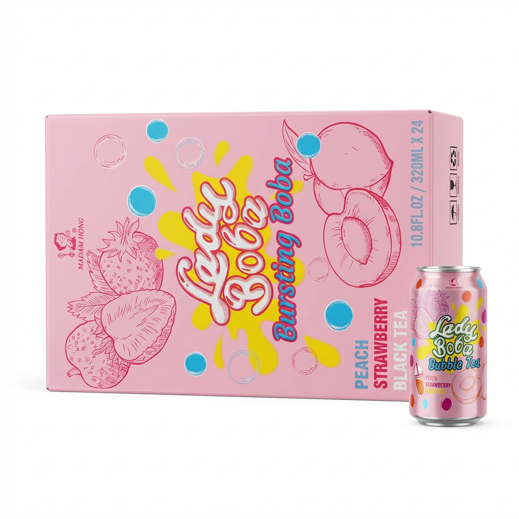 Bubble Tea, Pfirsich, Erdbeere, Schwarztee, Beeren