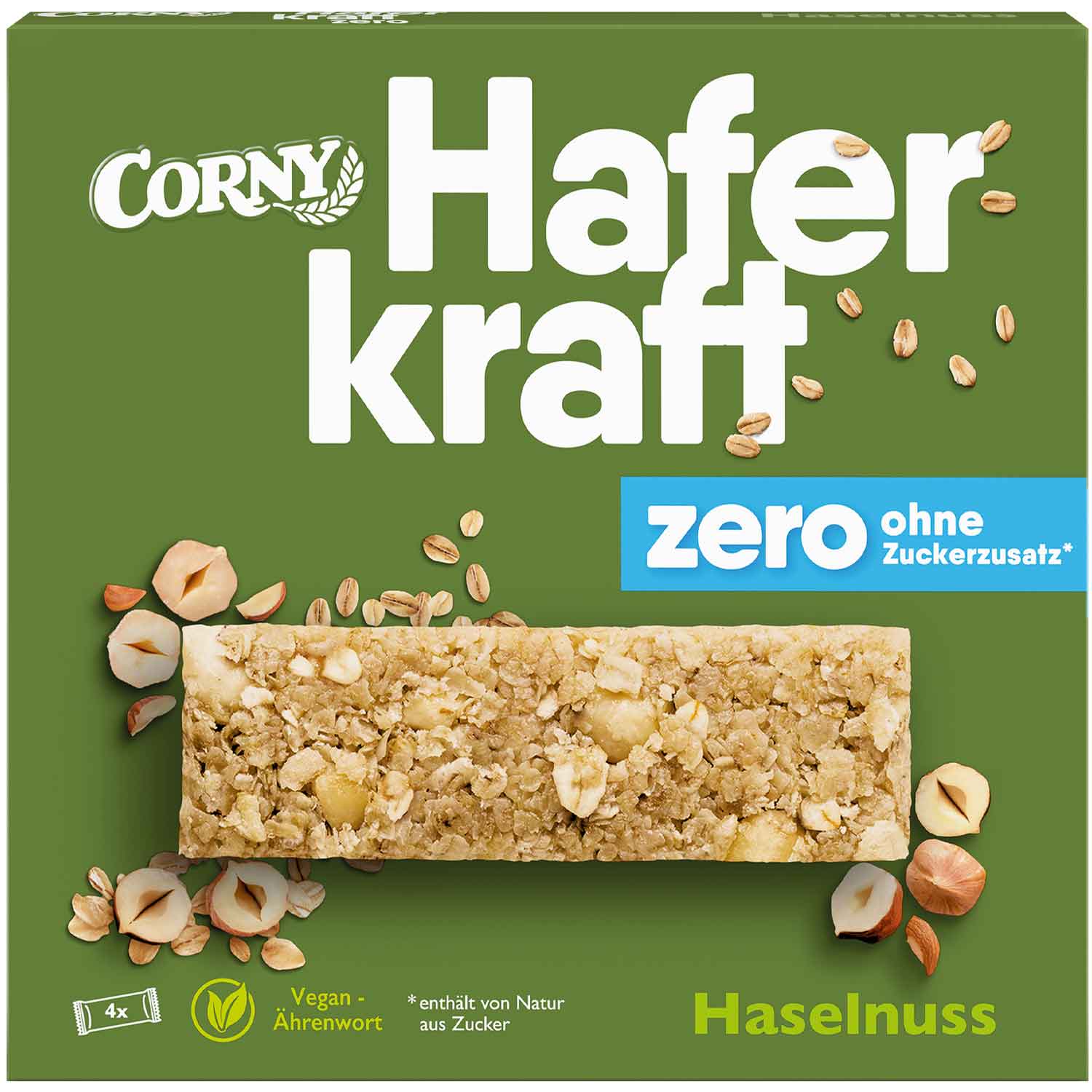 Hafer-Riegel, Haselnuss, Haferflocken, ohne Zuckerzusatz, vegan