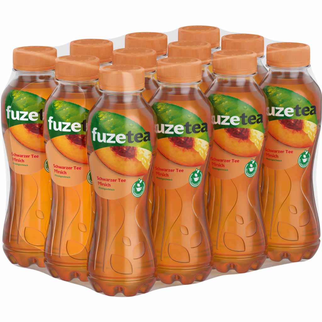 12x Fuze Tea Schwarzer Tee Pfirsich PET á 400ml=4,8L MHD 30.06.27