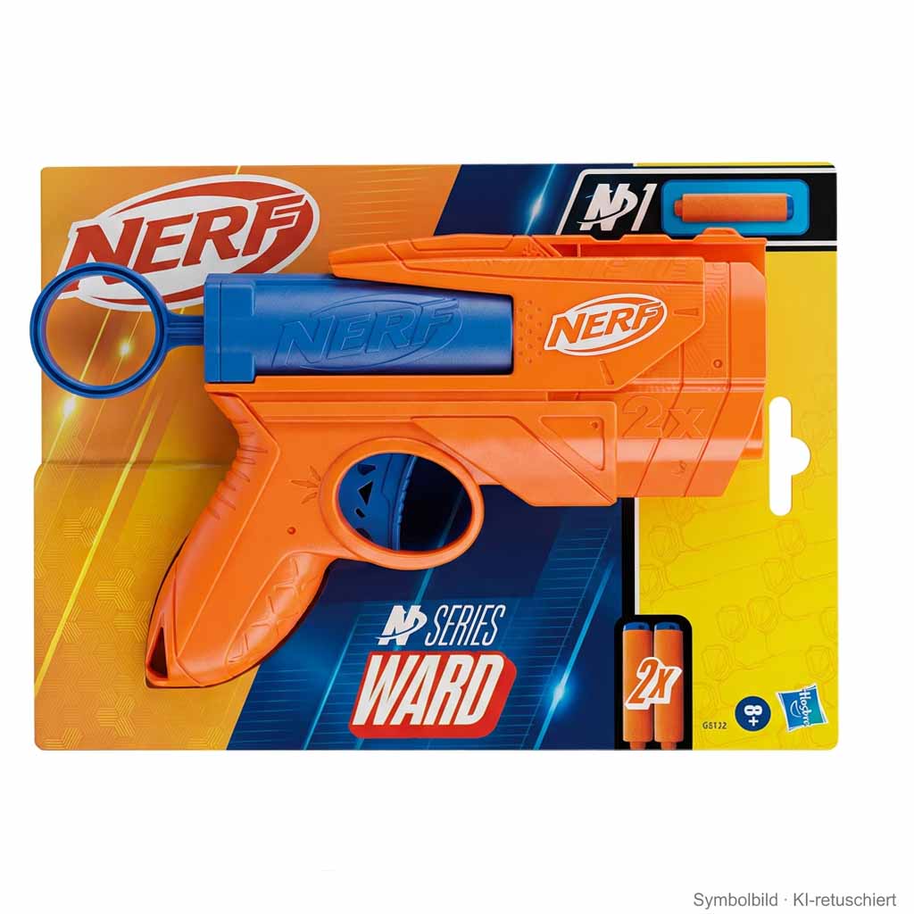 Nerf, Blaster, Wand, orange, blau