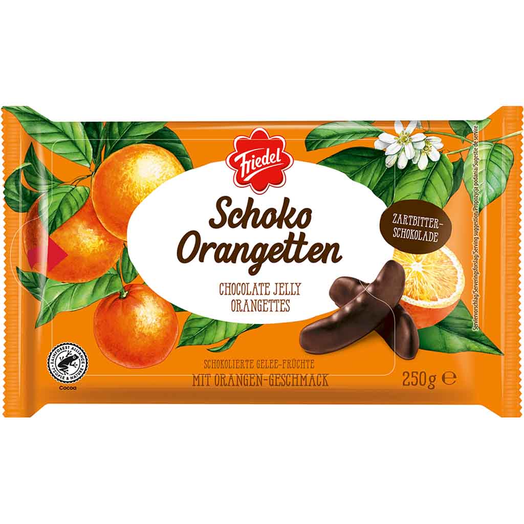 Friedel Gelee Frchte Schoko Orangetten 250g Friedel Gelee Frchte Schoko Orangetten 250g