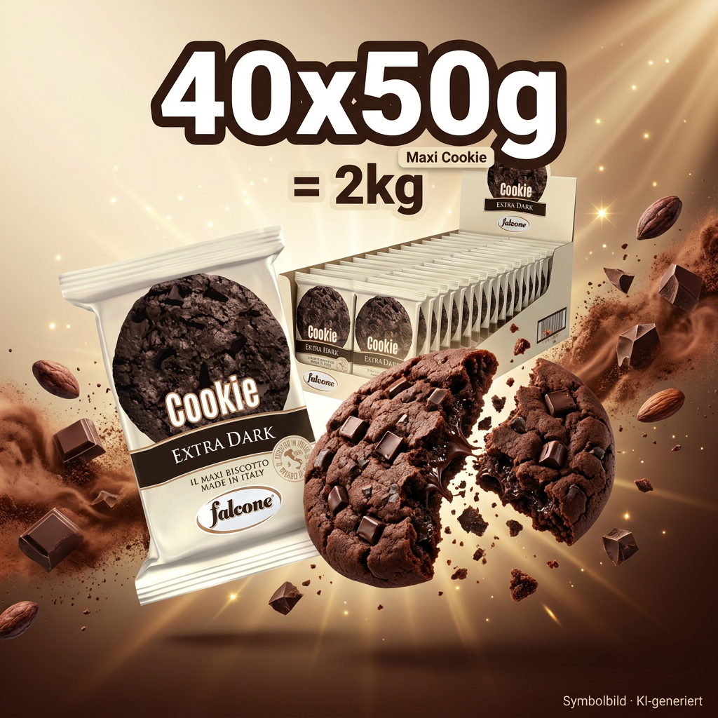 Schokoladenkeks, Cookie, Extra Dark, Keksverpackung, 50g, Schokoladenkeks, Cookie, Extra Dark, Schokolade, Dunkle Schokolade