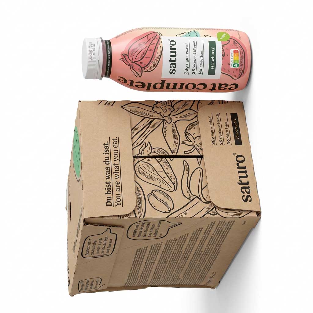 Getränkeflasche, Pulver-Drink, Rosenholz, Kartonverpackung, Satzungsaale