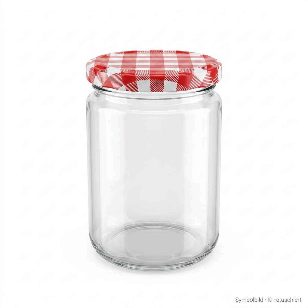 Glasbehälter, Einmachglas, Glas, Deckel rostfrei?, Rot kariert deckel