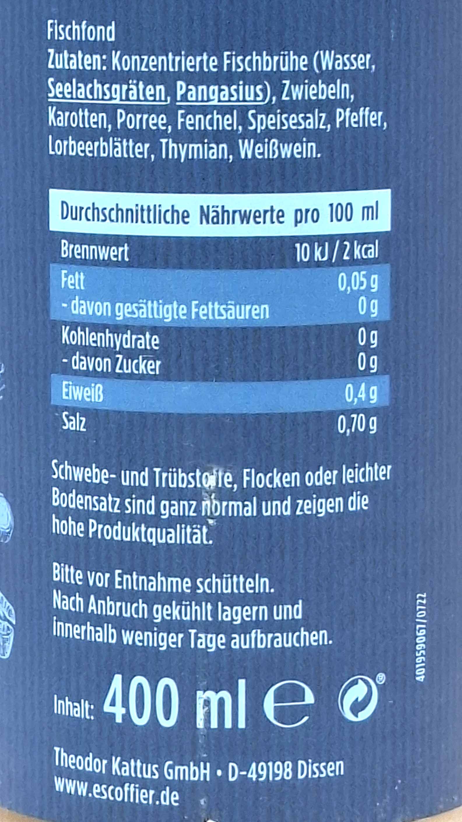 Fischfond, Zutaten, Konzentration, Brühe, Wasser