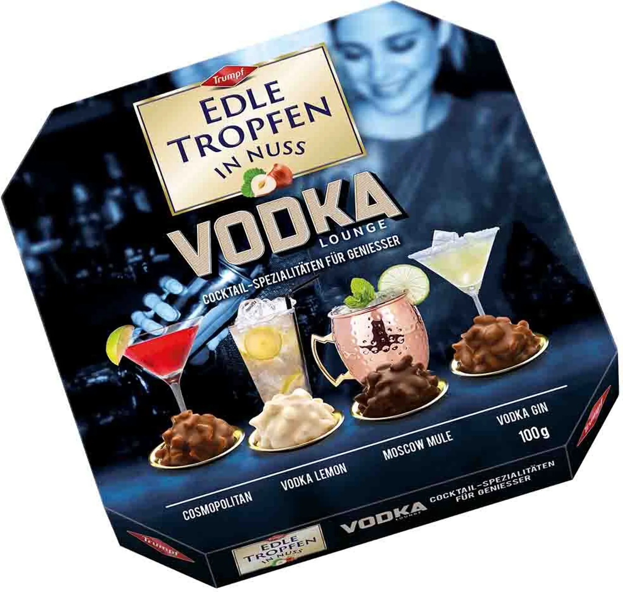 Trumpf Edle Tropfen in Nuss Vodka Pralinen 100g