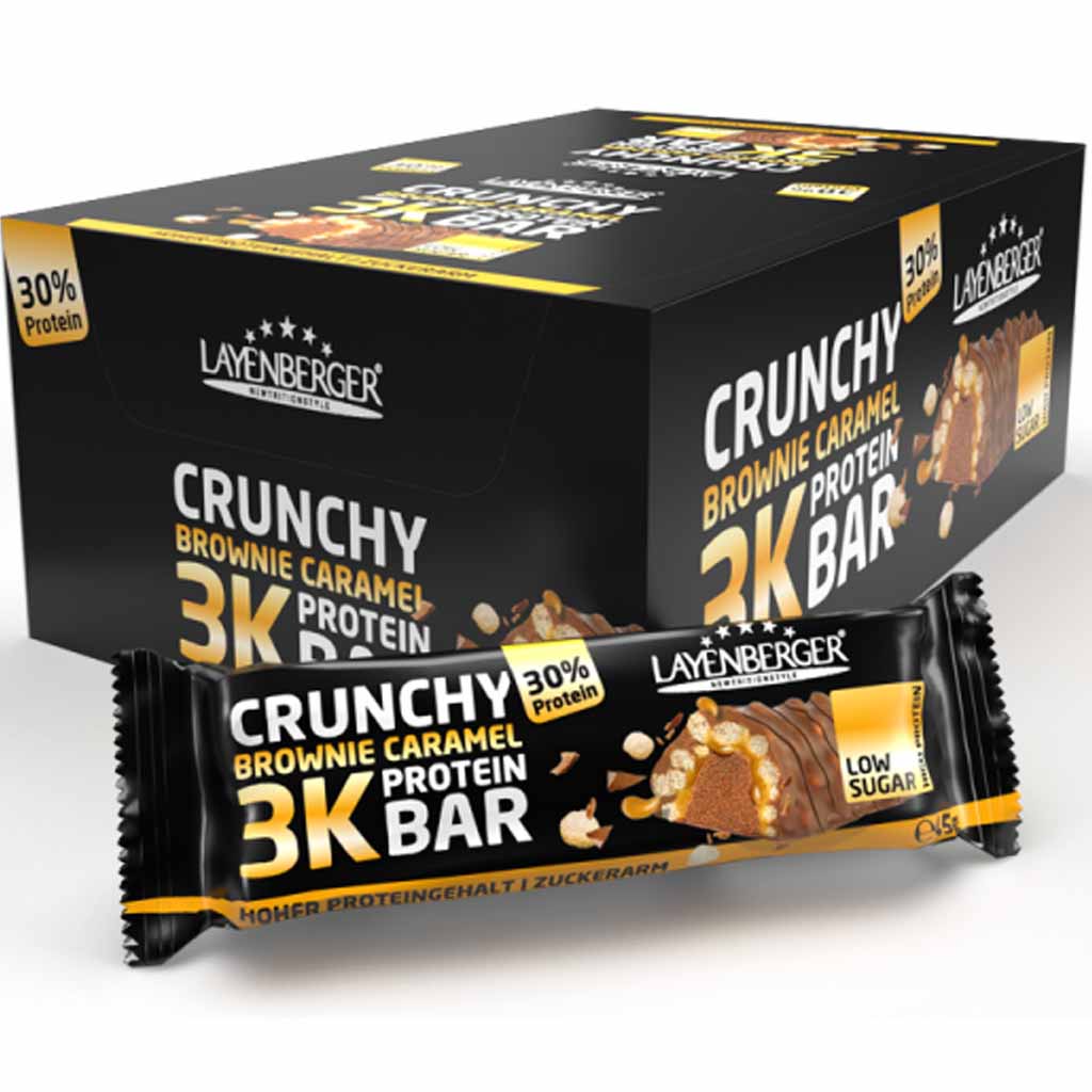 15x Layenberger 3K Protein Riegel Crunchy Brownie Caramel á 45g=675g