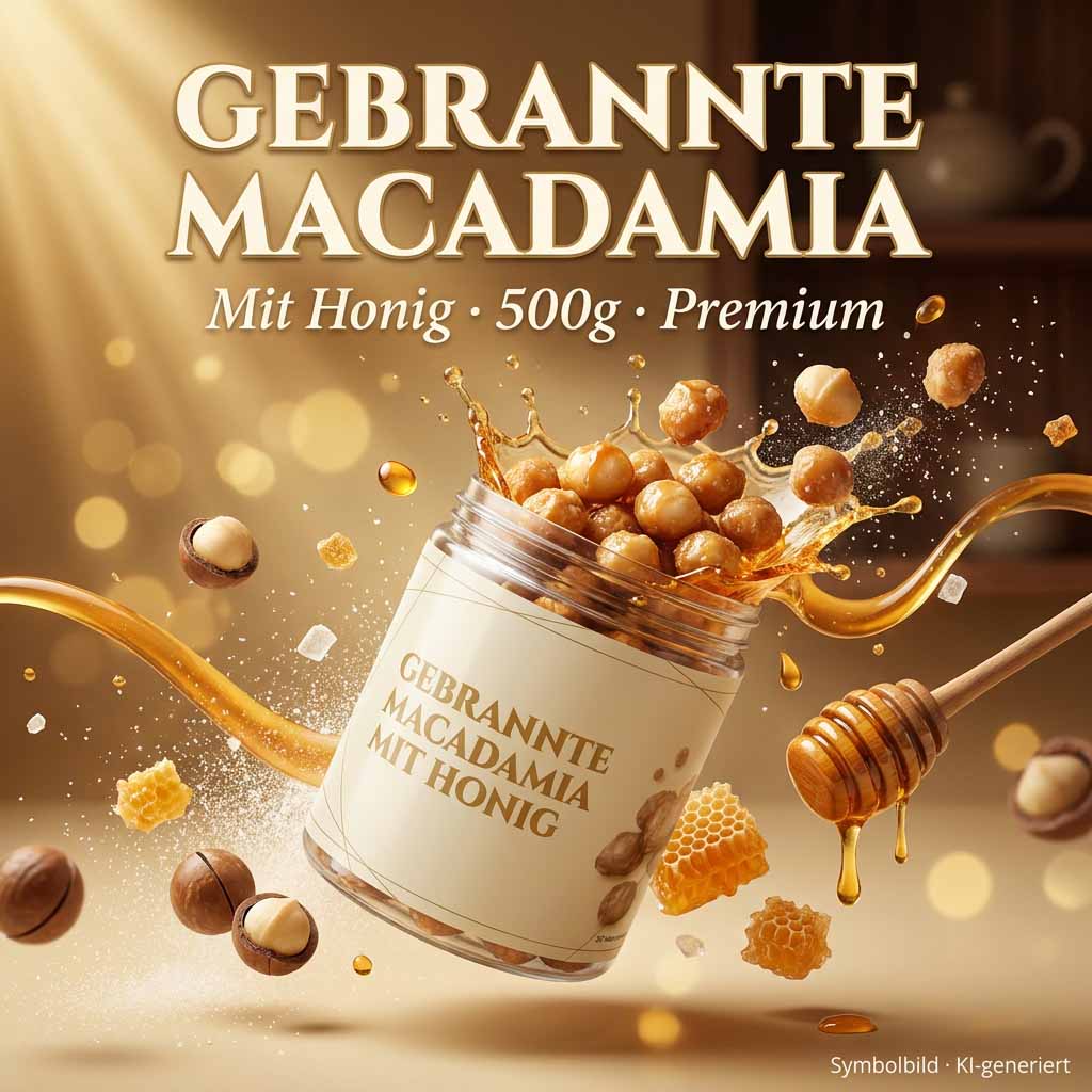 Macadamia, Honig, Nussbutter, 500g, Glas