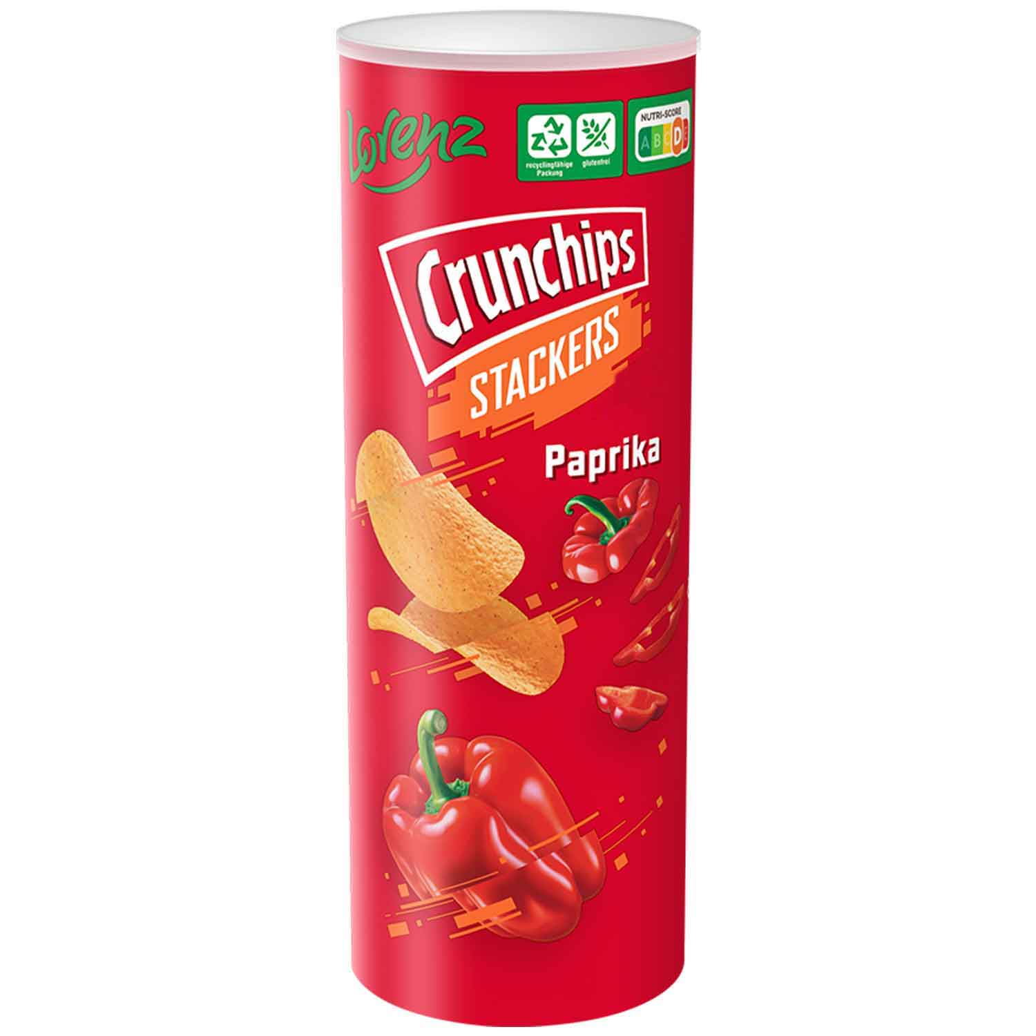 Crunchips, Stackers, Paprika, Chips, Red tube