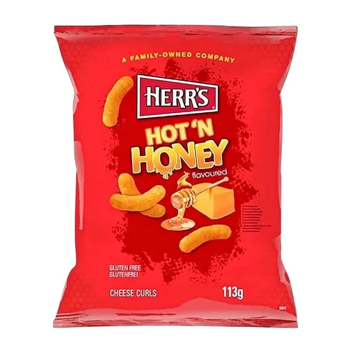 Herr's Hot 'N Honey Cheese Curls 113g MHD 27.09.26