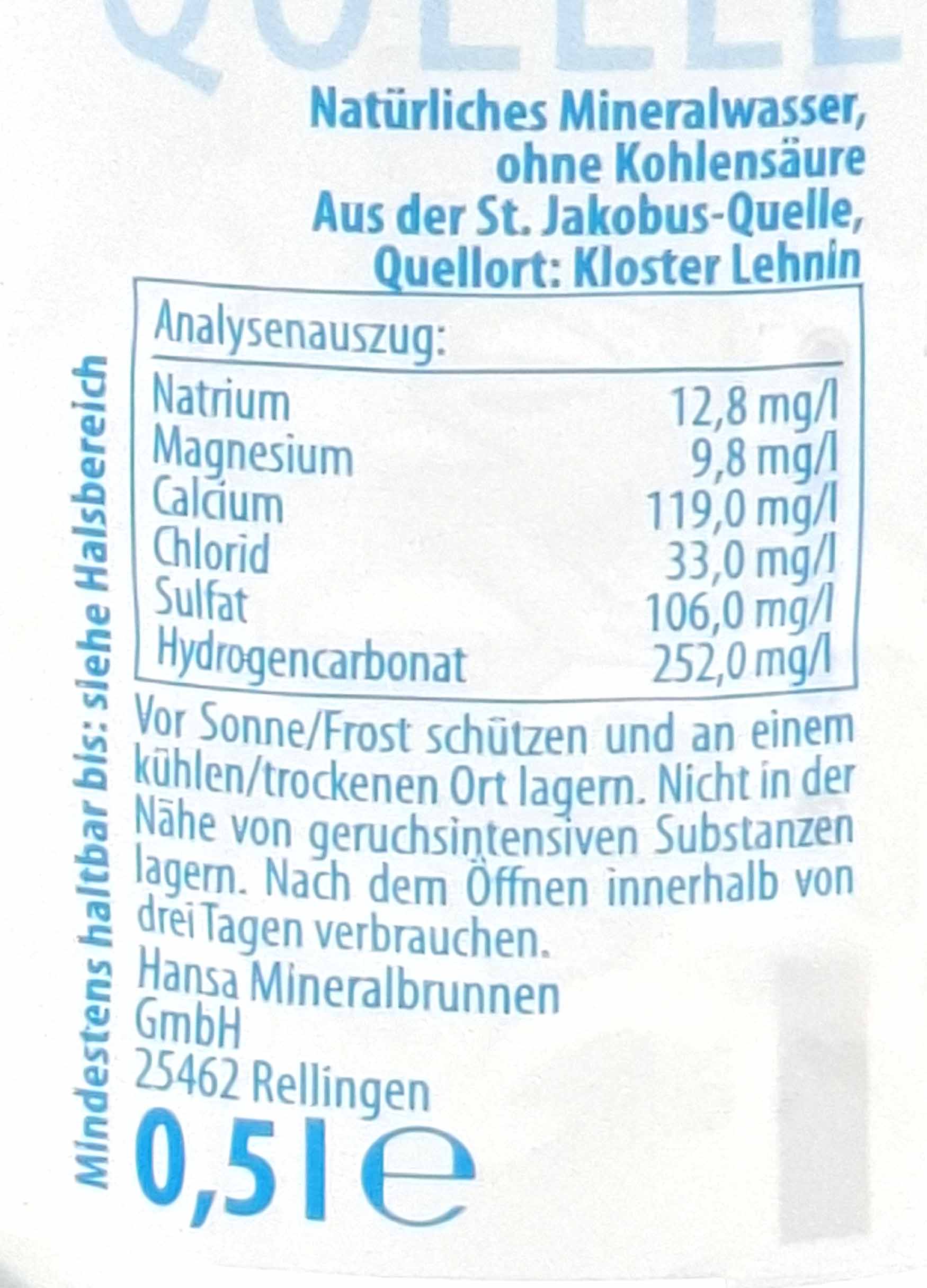 Mineralwasser, Wasserflasche, 0,5l, Kohlensäure frei, Naturtrüb